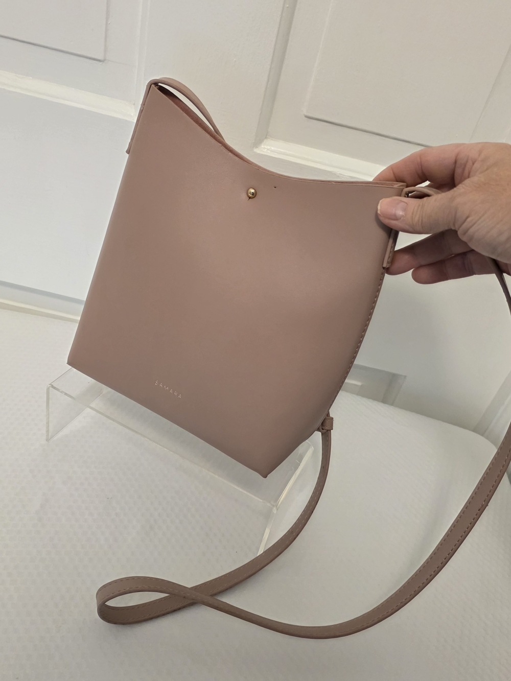 Blush Pink Structured Crossbody Bag